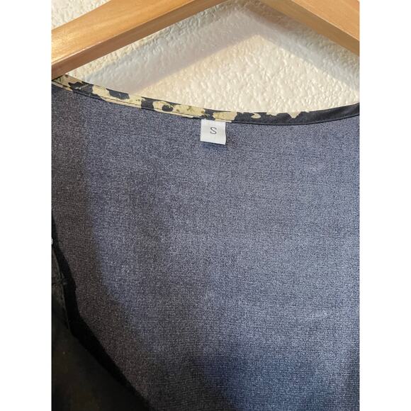 Whimsy Goth Boho Black Silky Floral Long Sleeve Bath Robe & Slip Mini Dress Sm - Picture 6 of 16